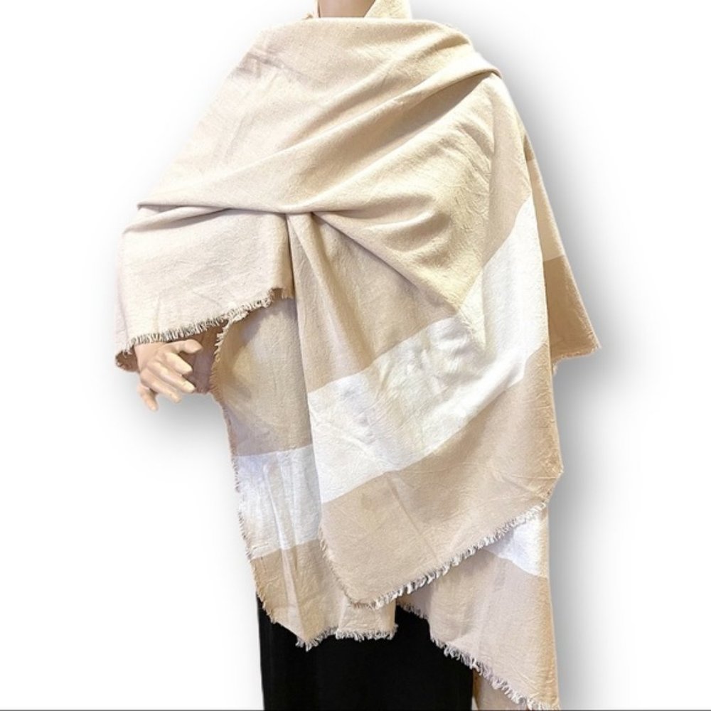 Zara cotton scarf wrap shawl oversized neutral
